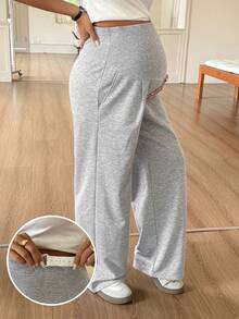 DAZY Maternity Adjustable Waist Casual Versatile Daily Wear Sweatpants Fall - Grey - View 1