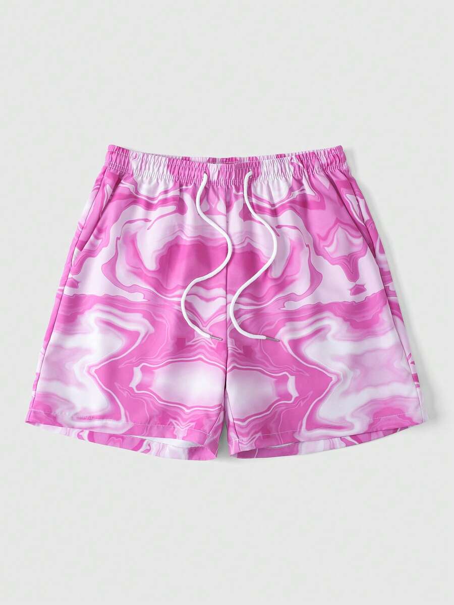 ROMWE MEN Street Life Men's Drawstring Waist Colorblock Casual Beach Shorts - Multicolor - View 1