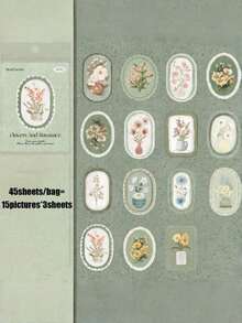 45 Retro Mysterious Floral Closure Stickers For Handmade Scrapbooks, Notebooks, Water Bottles, Phone Cases, Desktops - DIY Decorative Decals - Multicolor - View 16