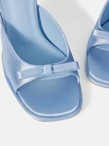 MOTF BOW DECOR MULE SOLID HEELED SANDALS VACATION SHOES, FOR SUMMER NEW YEAR HOLIDAY, SPRING SHOES, SPRING BREAK EASTER PROM HEELS FOR CHRISTMAS - Royal Blue - View 9