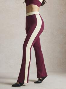 Activina Damen Extra lange Schlaghose mit Beinschlitz Sport Leggings - Bordeaux - Übersicht 8