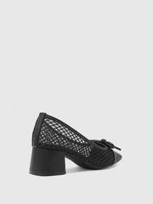 CUCCOO BIZCHIC Women's Fashion High-Heeled Shoes, Bow Stitching Mesh Rotund Heel Global Four-Season Commuting Elegant Foundation Festival Vacation Office Outdoor Daily Versatile Fall Shoes - Sunday night - View 8
