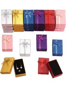 Marspark Jewelry Gift Boxes With Bow Ribbon, Empty Cardboard Necklace Bracelet Packaging Boxes Bulk For Birthday Wedding Party, Assorted Bright Colors, 12 Pack - Multicolor - View 4