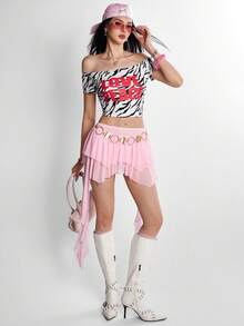 INAWLY Women's Mini Skirt, Retro Disco Sexy Y2k Style, Cute Pink Summer Night Out Party Date Vacation, Music Festivals, Casual Street Fashion - Pink - View 6