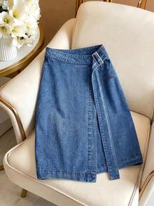 GlowEve CURVE Plus Size Women's Summer Non-Stretch Casual Denim Mini Skirt - Medium Wash - View 5