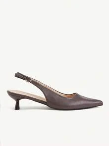 CUCCOO CHICEST أحذية نسائية متعددة الألوان بتصميم ريترو مدبب بكعب منخفض مع حزام، تصميم بسيط وعملي مناسب للتنقل والعمل، خفيف الوزن ومريح، بأسلوب أنيق مألوف، Kitt - بني - مشاهدة 3