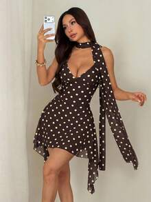 SHEIN PETITE Women's Sexy Leopard Print Spaghetti Strap Mini Dress, Summer Summer Summer Outfits Summer - Brown - View 4