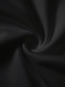 SHEIN BASICS 女款純色抽繩腰鬆身休閒運動長褲 - 黑色 - 查看 10