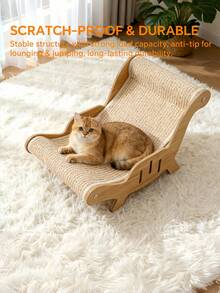 1pc Durable Sisal Rope Cat Scratching Chair Sturdy Structure Scratch Resistant Lounge Sofa For Large Cats Rest Scratching Toy Pet Furniture - Multicolor - View 2