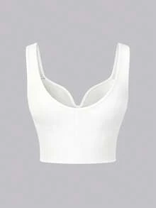 SHEIN Velisys Women's Solid Color Ribbed Tank Top Sports Bra - Multicolor - View 5