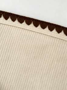 Cévolie Top Bandeau de Ajuste Ceñido Versátil con Diseño y Ribete de Contraste - Caqui - Ver 6