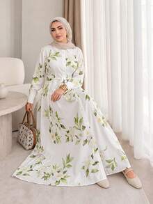 Solavon Plus Size Women's Floral Print Long Sleeve Single-Breasted Casual Dress Fall - Multicolor - View 5