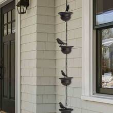 Metal Bird Shaped Rain Chain, Suitable For Eaves Gutters - Vintage Garden Decor, Perfect Gift For Home And Patio - 1PC - View 4