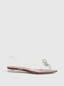 CUCCOO SZL Women's Clear Strap Heeled Sandals With Elegant Rhinestone Embellishment - Scarlet 1 - View 2