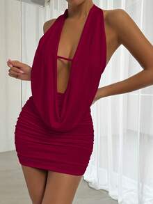 Femesol 夏季适合舞会礼服 酒红色 女士服装 - 酒紅色 - 查看 3