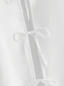 Ocevento 男士短袖領結細肩帶翻領素色襯衫 - 白色 - 查看 4