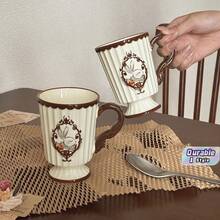 1 Buah Cangkir Kopi Kelinci Hera Bergaya Retro, Dengan Sendok, Cangkir Teh Bunga Romantis Prancis Gaya Pertengahan Abad yang Indah untuk Teh Sore, Keramik Rumah Tangga. - MultiWarna - View 1