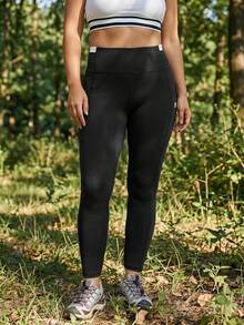 In My Nature Legging Esportiva Sem Costura de Cintura Alta para Mulheres Plus Size - Preto - Visão 3