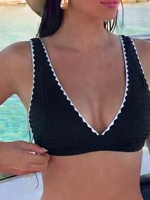Swim Mod 2026春夏溫泉度假性感極簡兩件式比基尼小胸聚攏高級女款泳衣 - 黑色 - 查看 4