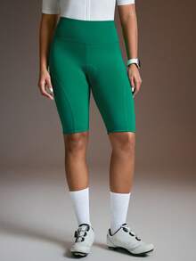 Powerista Pantalones cortos de ciclismo casuales de cintura alta para mujer - Verde - Ver 4