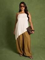 Plus Size Square Neck Strappy Satin Camisole Asymmetric Hem Summer Holiday Vacation City Break Chic Elegant Top Blouse