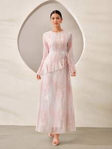 Graceveil 嬰兒藍刺繡花卉冬季收腰優雅端莊女款禮服，適合婚禮、早晨正式場合、正式確認儀式 - 彩色 - 查看 6