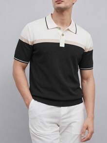 Airaco 男士修身短袖拼色條紋針織 Polo 衫 - 彩色 - 查看 3