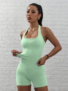 Slayform Women's High Waist Yoga Sports Set - Limelight Green - View 3
