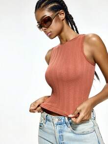Rest Era 1pc Solid Color Women's Base Layer Top - Burnt Orange - View 4