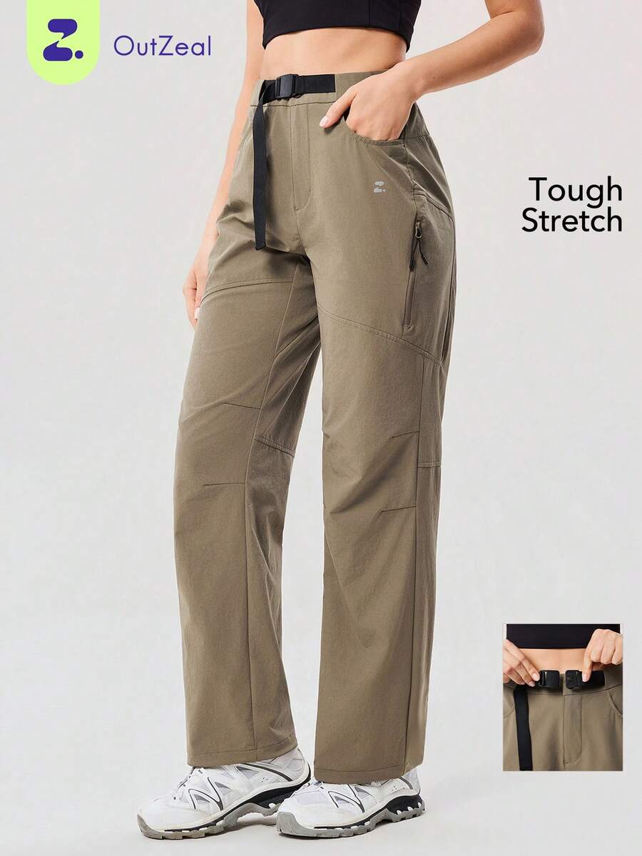 OutZeal Quần leo núi nữ cắm trại dáng ôm, có thắt lưng điều chỉnh và nhiều túi - Màu Khaki - Xem 1