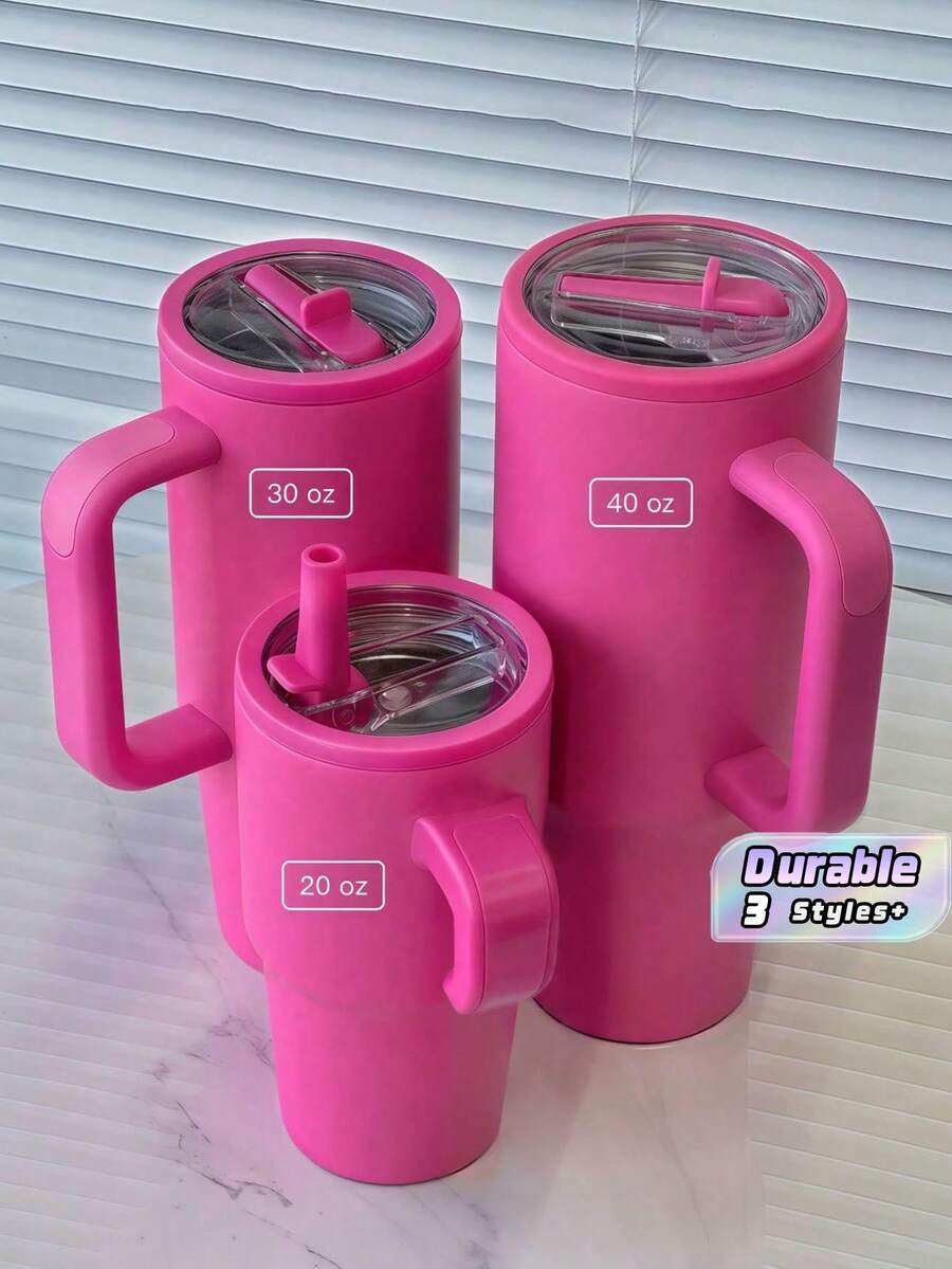 Fourth-Generation Car Cup Seal Cover Ice Mug Suction Cup Stainless Steel Vacuum Flask - Magenta - View 1