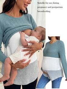 SHEIN 孕妇哺乳长袖 T 恤休闲装，秋季 - 彩色 - 查看 1