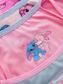 隨機盲盒 5件組女童幼兒軟綿短款內褲，對比色肩帶設計，可愛兔子圖案與愛心圖案，包含粉色、藍色、白色，親膚面料，適合日常休閒穿著，多款圖案內褲四季皆宜，全天舒適貼身 - 彩色 - 查看 5
