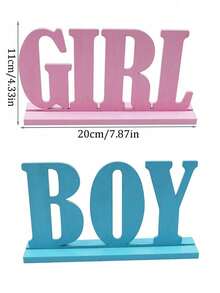 Gender Reveal Party Decoration - Blue And Pink Wooden Tableware, Suitable For Gender Reveal Party Handmade Party Supplies, Can Be Used As Table Decorations. - View 7