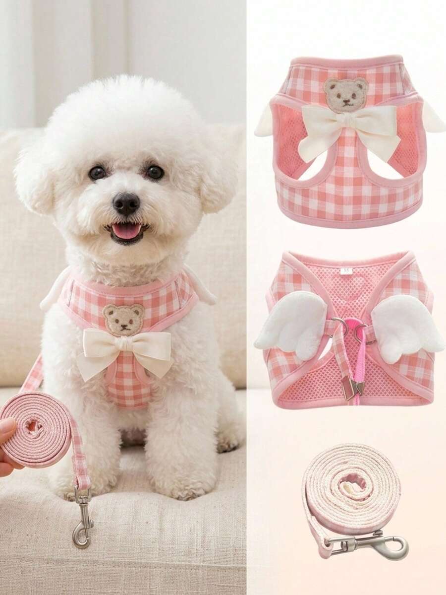 PETSIN 一套狗狗背心式胸背带和牵引绳套装,适合小型和中型犬,如泰迪柯基犬。 - 彩色 - 查看 1
