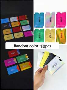 SHEIN 5/10PCS RFID Blocking Card Holder For Bank Cards, Anti-Scanning Aluminum Foil Card Sleeve, NFC Shielding Card Case, Vertical Pull-Out Design, Suitable For Bank Cards And ID Cards - Multicolor - View 13