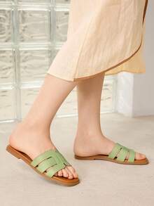MOTF PREMIUM WOMEN'S COMFORTABLE SIMPLE VERSATILE FLAT SANDALS - Olive Green - View 6