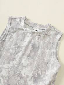 SHEIN Babyboy Street Style Versatile Printed Pattern Loose Tank Top & Elastic Waist Shorts Set - Multicolor - View 9