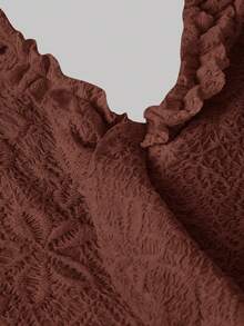 SHEIN MOD Ruffled Fitted Ruched Bow Tie Halter Neck Mesh Dress Graduation Beach Dress - Coffee Brown - View 5