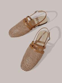 Styleloop Señoras, Uñas de Sauce, Hebillas, Zapatos Planos. - Marrón claro - Ver 2