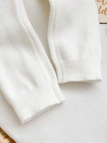 SHEIN Newborn Baby Autumn/Winter Cute Cartoon Pattern Long Sleeve Sweater Romper - White - View 4