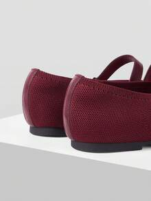 MOTF PREMIUM Zapatos planos Mary Jane con hebilla de cuero PU para Navidad y primavera - Burdeos - Ver 7