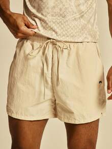 Musero Sport 輕量聚酯纖維健身短褲 後方拉鍊口袋 春夏必備健身運動服 - 米色 - 查看 2