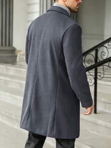 Manfinity Homme Men's Plus Size Casual Versatile Overcoat, Autumn/Winter - Grey - View 2