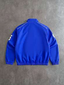 PAVTROS Men's Letter Pattern Zipper Casual Versatile Daily Travel Long Sleeve Jacket - Blue - View 2