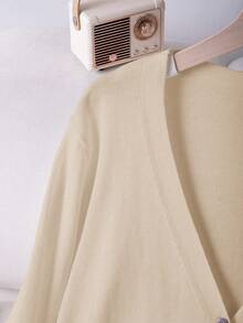 SHEIN LUNE Cardigan de unicolor versátil y casual de talla grande - Albaricoque - Ver 3