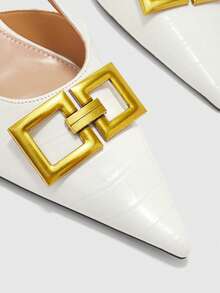 CUCCOO BIZCHIC Pointed Toe Chain Decor Closed Toe Kitten Heel Pumps, Formal Work Shoes For Women For Christmas Valentine's Day Spring Shoes - Chantilly - View 8