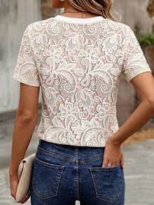 EMERY ROSE Women's Regular Fit T-Shirt, Mature Floral Print Pattern, Summer Outing Top, Pattern Design, Premium Feel, Casual Versatile, Daily Wear, Outdoor, Shopping, Travel Outdoor Wear - Multicolor - View 2