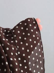 Sweetra Spring/Summer Fashion Niche Brown Chiffon Polka Dot Halter Neck Multi-Layer Ruffle Sweet Style Lightweight Vacation Sexy Backless Tie-Up Women's Tank Top - Brown - View 7