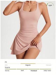 SHEIN Dewbera 女款純色無袖露背運動洋裝 - 熱帶粉紅色 - 查看 4